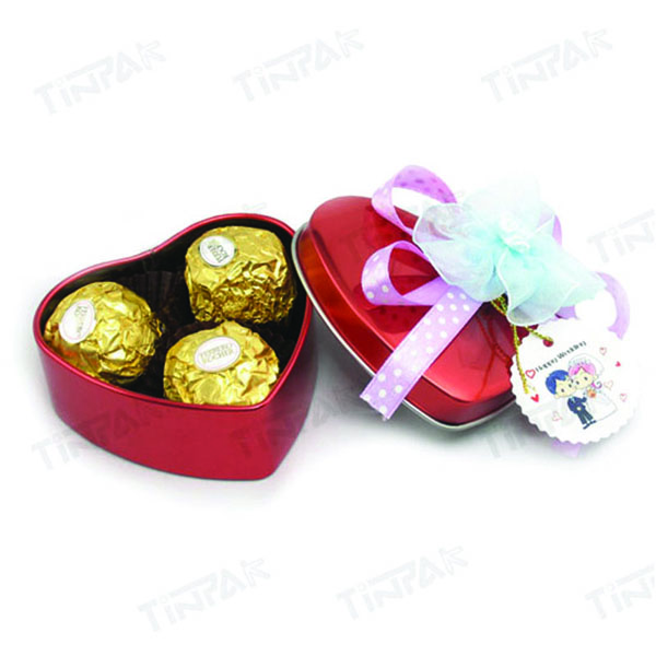 small heart tin for chocolate packaging